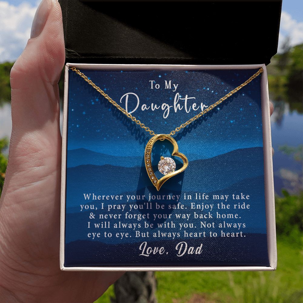 To My Daughter Forever Love Necklace Gift From Dad - Always heart to heart #e220