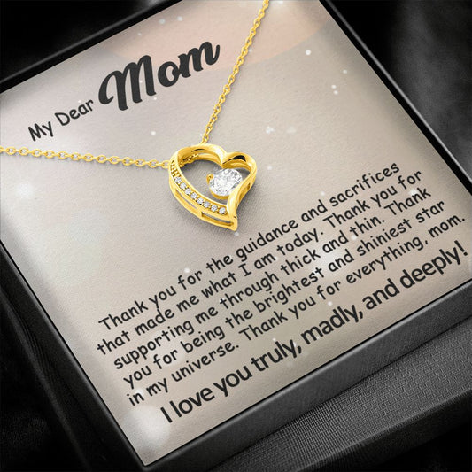 Mom Necklace: To My Mom Presents, Mother's Day Birthday Gift Ideas From Daughter & Son, Poem Message Card Forever Love Pendant Jewelry #e241b