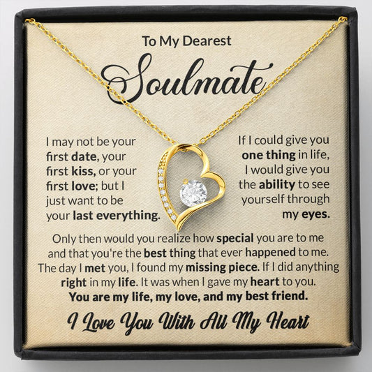 Soulmate Pendant Necklace Gift For Wife Girlfriend Valentine's Day Birthday Anniversary Love Quote Message Card Forever Love Jewelry For Her #e231