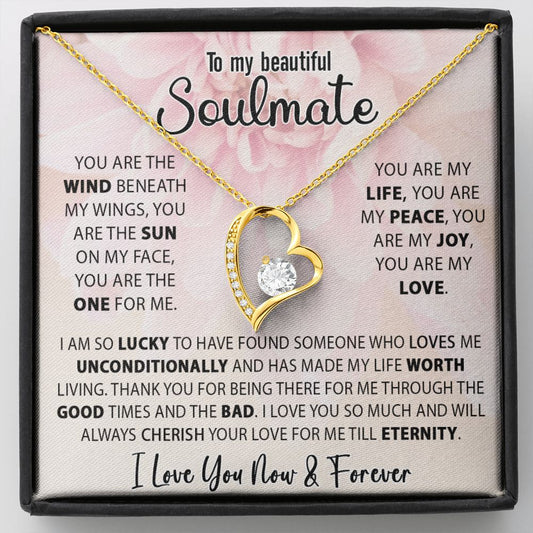 Soulmate Necklace Gift For Wife Girlfriend Valentine's Day Birthday Anniversary Christmas Presnet Love Quote Message Card Forever Love Pendant Jewelry Gifts For Her