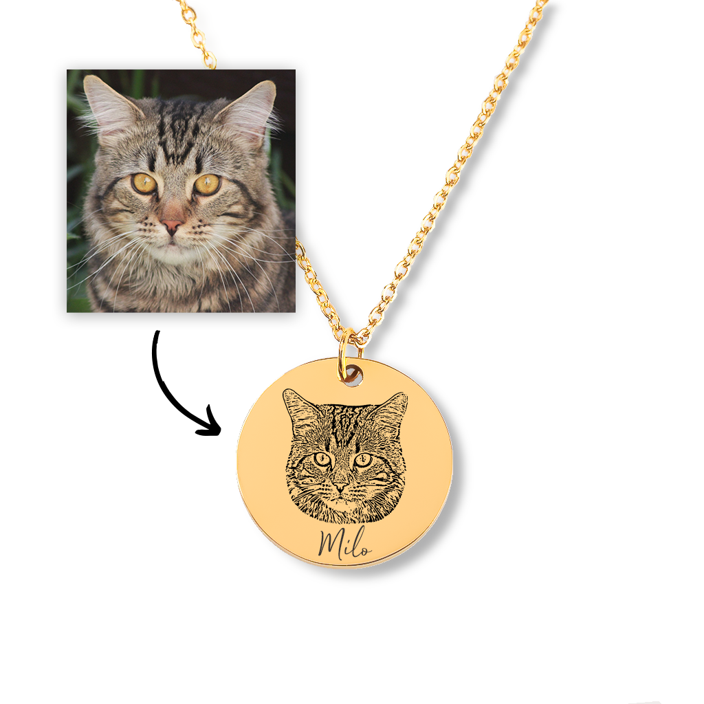 Pet & Cat Portrait Necklace Personalized #e88