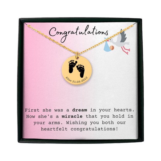 Baby Print Necklace - Baby Footprint Engraved Necklace  - Jewelry Inns