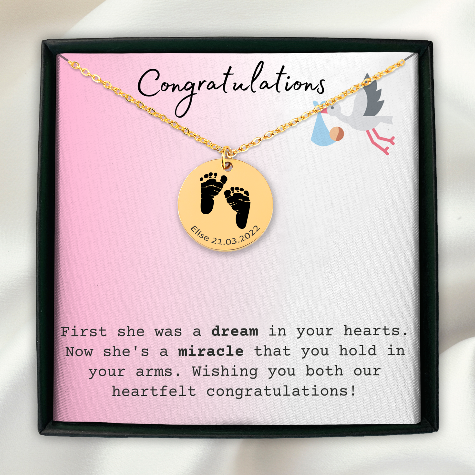Baby Print Necklace - Baby Footprint Engraved Necklace  - Jewelry Inns