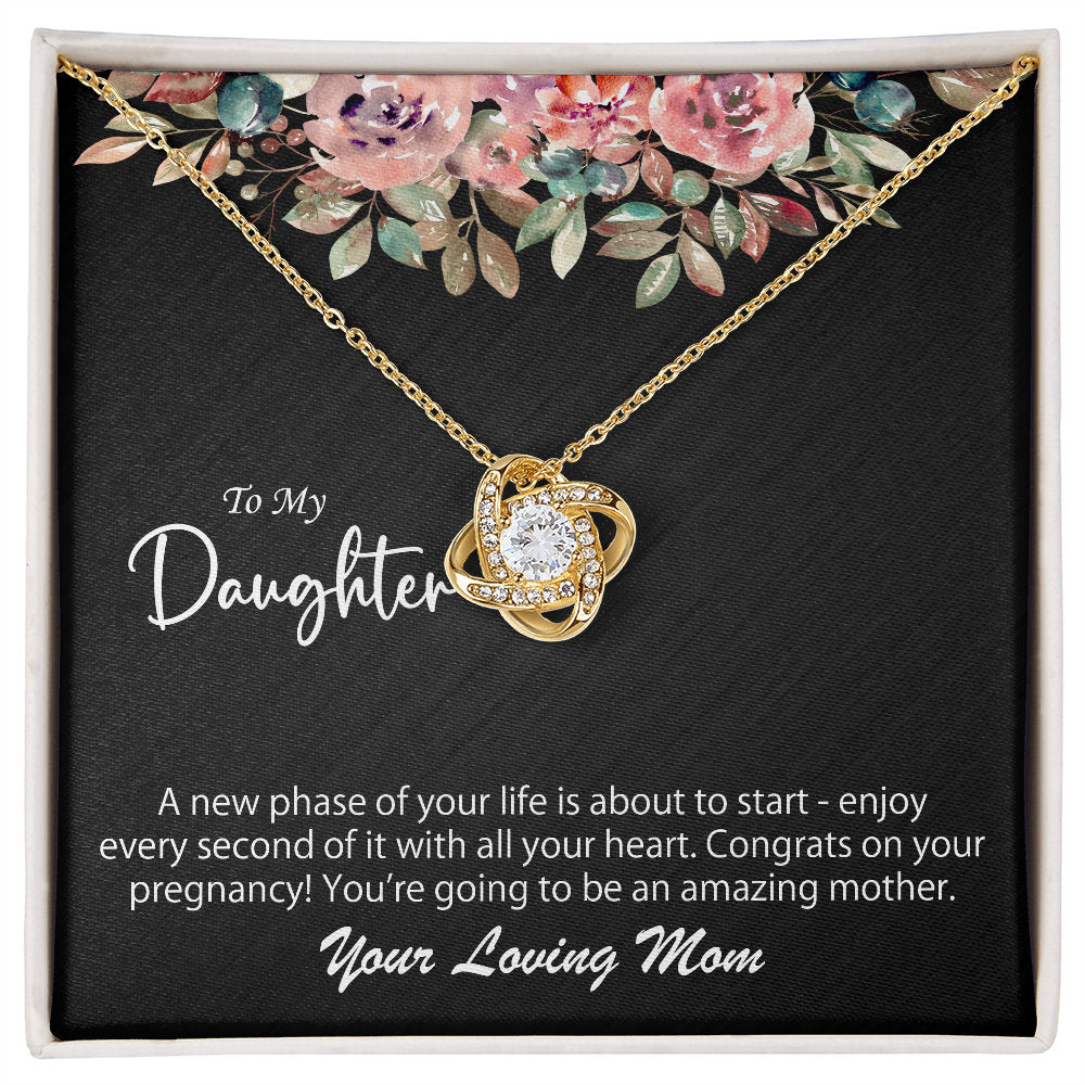 To My Daughter Pregnancy Necklace Gift For Her, 14K White Gold And 18K Yellow Gold Gift For Daughter, Jewelry Custom Gift Card From Mom