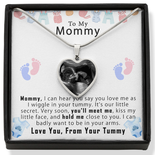Custom New Mom Pregnancy Gift - I can hear you say you love me - Heart Pendant Engraving Necklace #e206