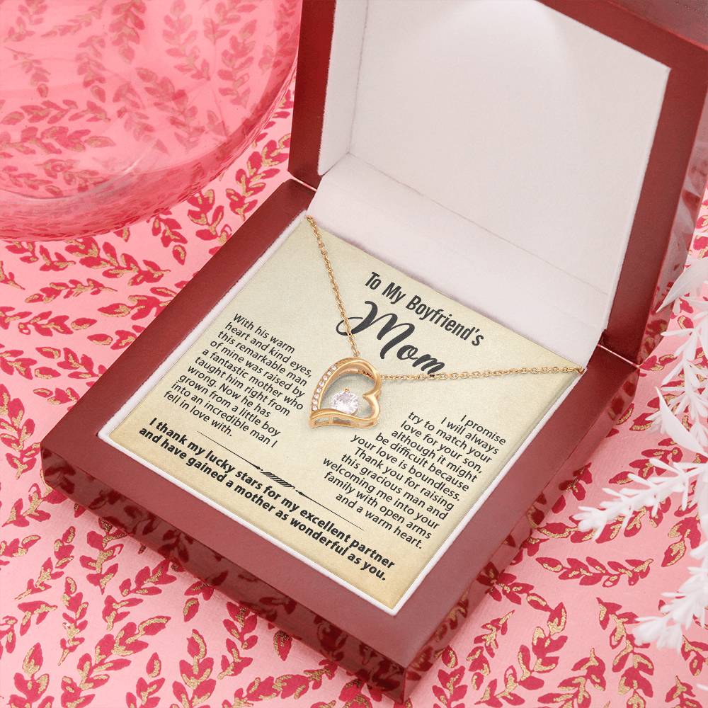 To My Boyfriend's Mom Necklace, Gift for Boyfriend's Mom, Mother's Day Birthday Ideas, Message Card Jewelry Present For BF's Mother #e259