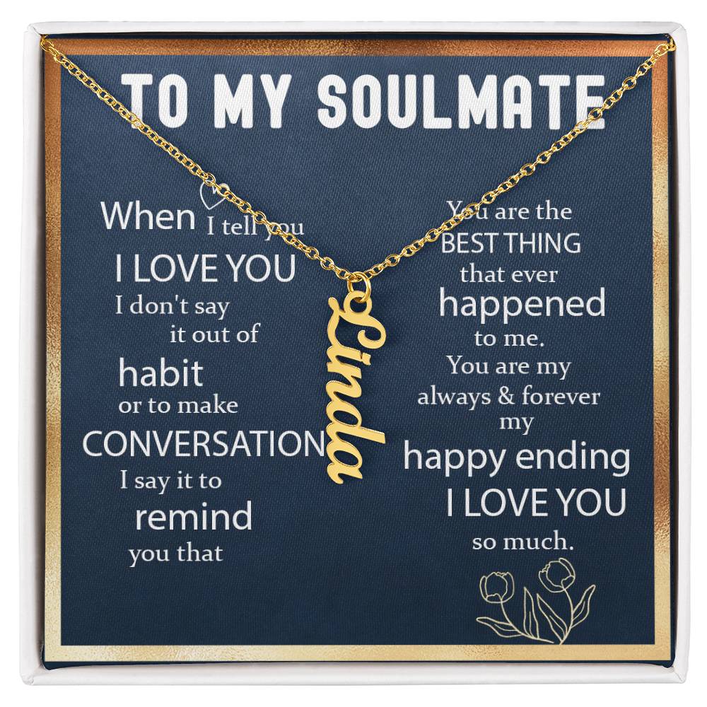 Custom Vertical Name Necklace For Soulmate #e329