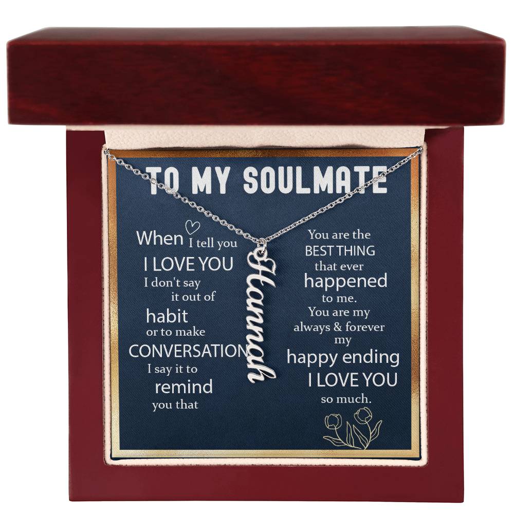 Custom Vertical Name Necklace For Soulmate #e329