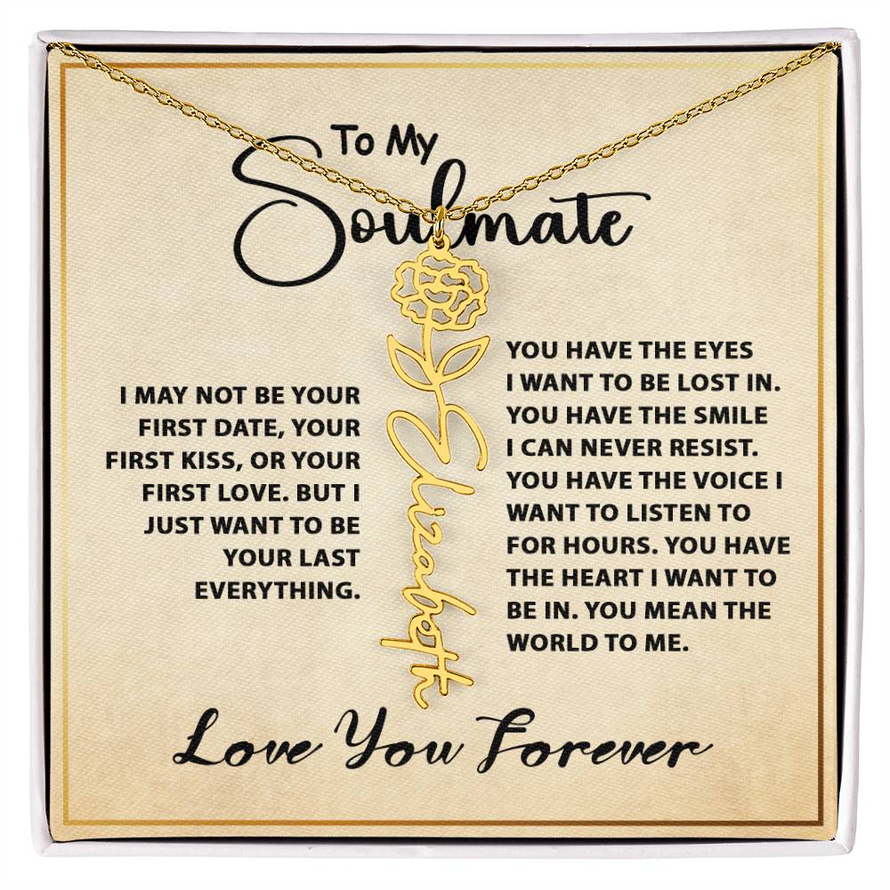 Personalized Flower Name Necklace To My Soulmate Gift #e303