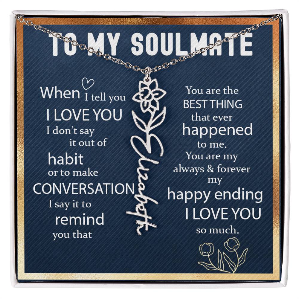 Soulmate Personalized Flower Name Necklaced Gift #e329