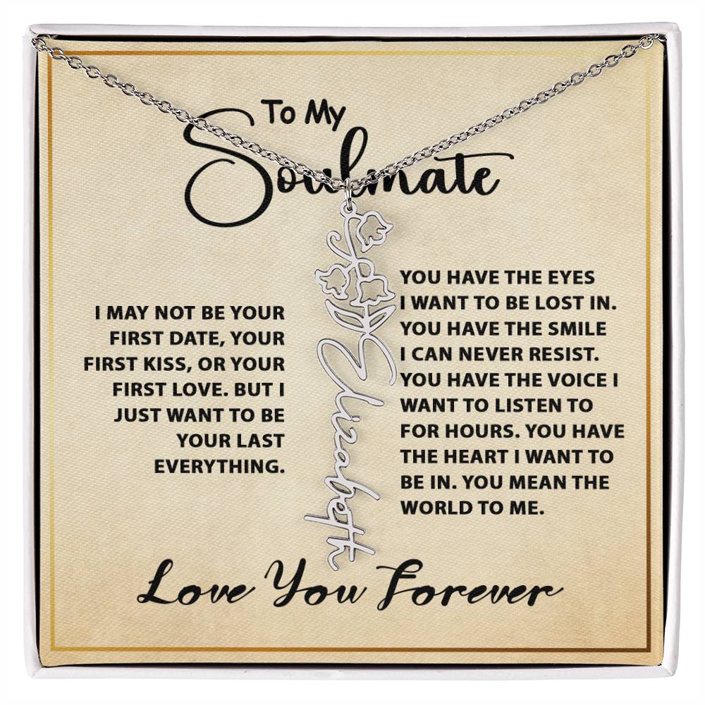 Personalized Flower Name Necklace To My Soulmate Gift #e303