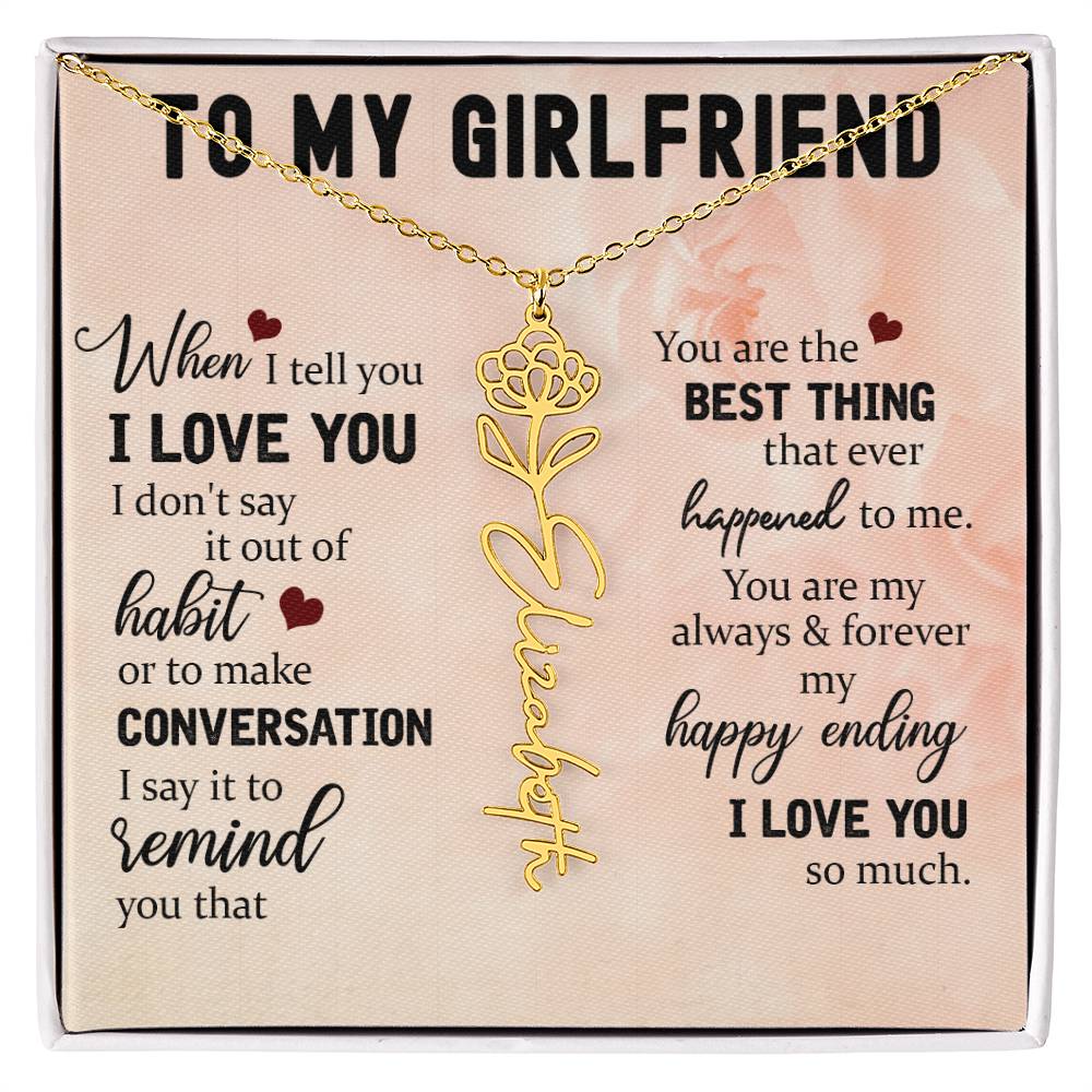 Custom Flower Name Necklace For Girlfriend #e322