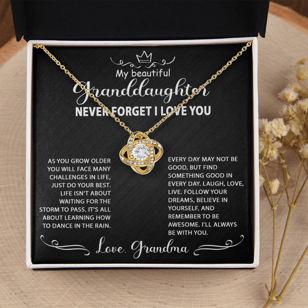 Gifts for Granddaughter: Personalized To My Granddaughter Love Knot Necklace Jewelry Gift For Her Birthday, Graduation, Wedding, Christmas Present From Grandparents. Matched with a thoughtful message card. Make your granddaughter extra special now. 