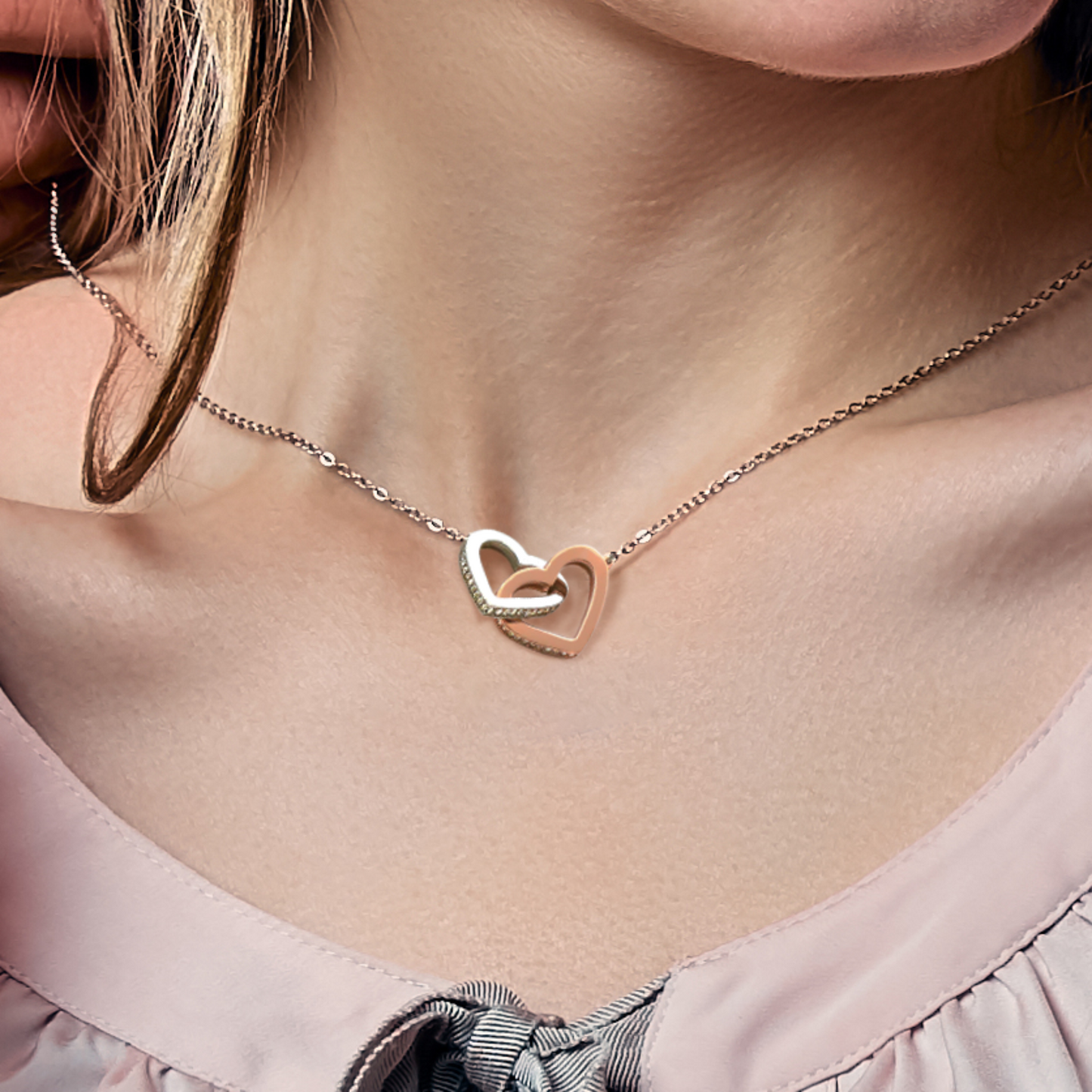 To My Granddaughter - I've loved you since before you were born - Interlocking Heart Necklace #e65