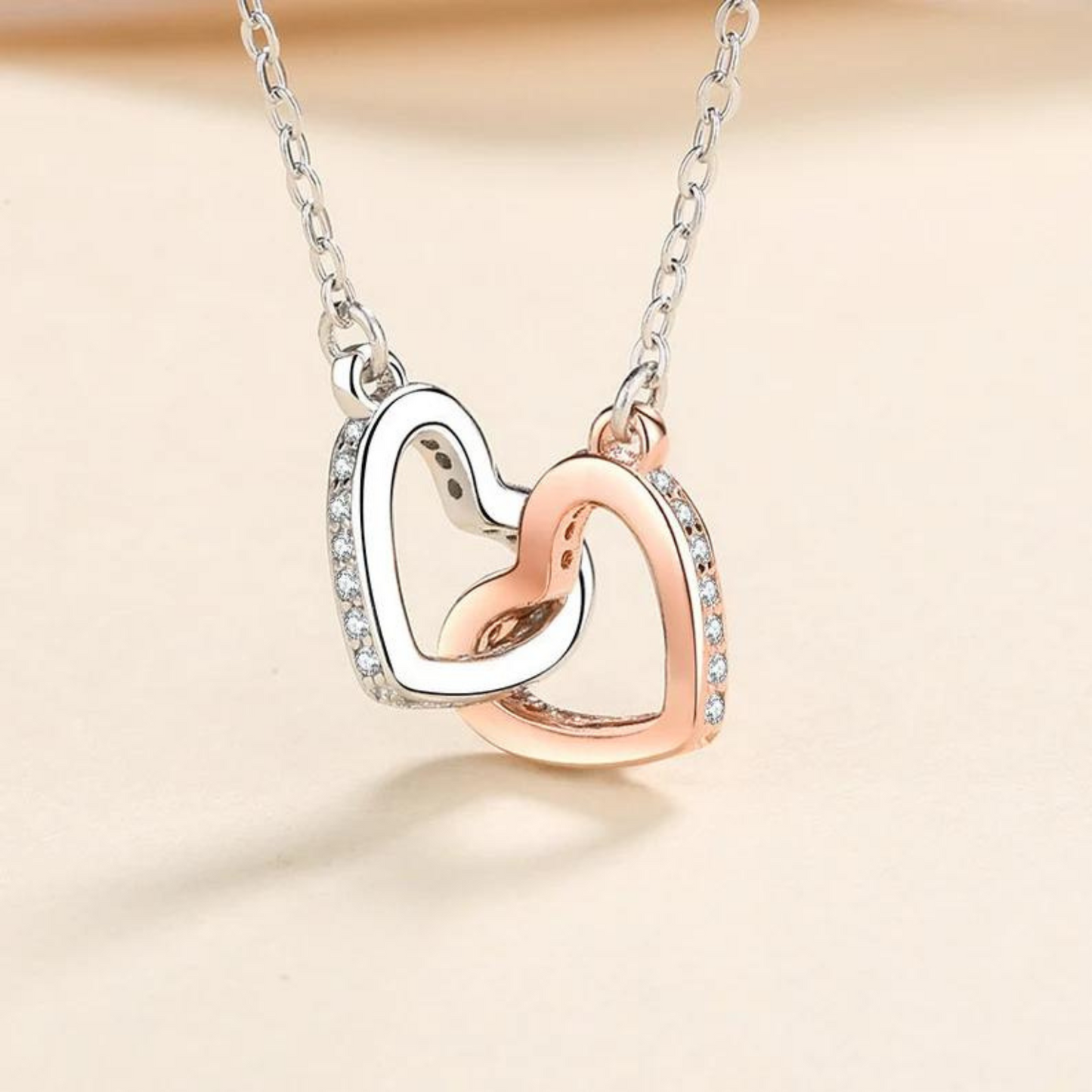 To My Granddaughter Gift On Her Pregnancy - Interlocking Hearts Necklace #e67