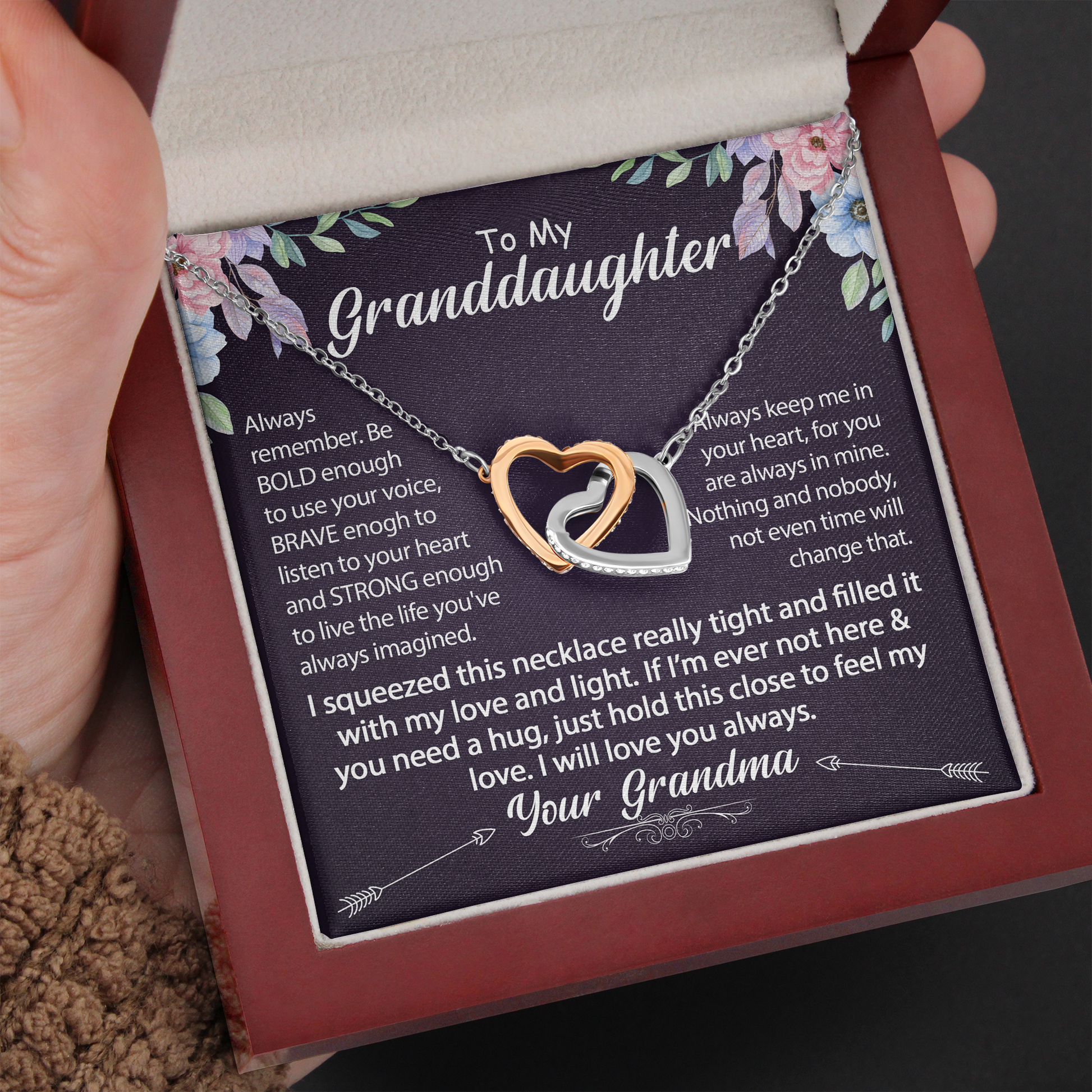 Interlocking Heart Necklace - Necklace for Granddaughter - Jewelry Inns