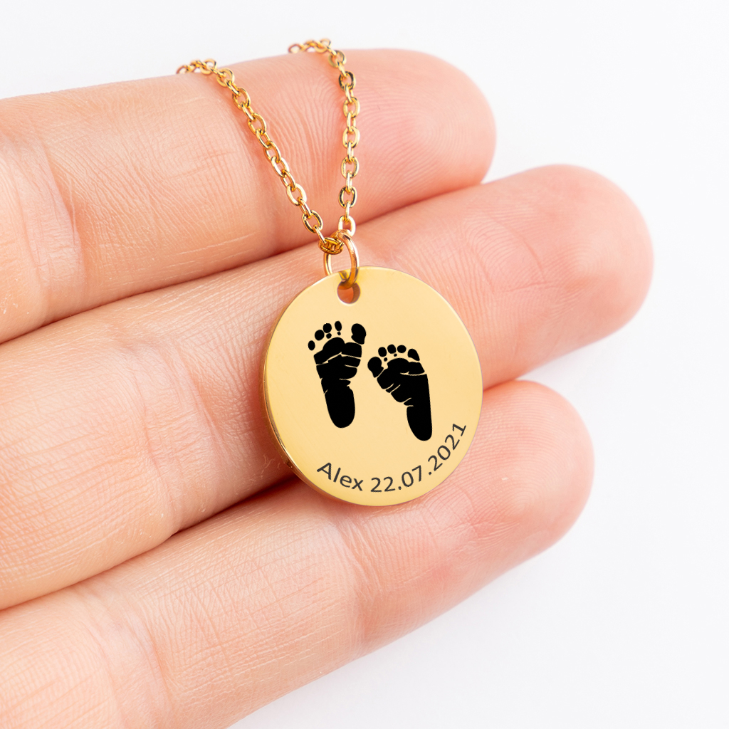 Baby Print Necklace - Baby Footprint Engraved Necklace  - Jewelry Inns