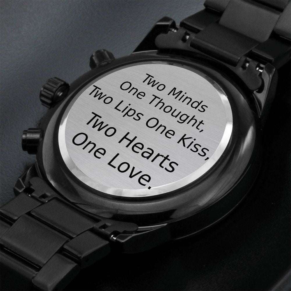 Personalized Boyfriend Chronograph Watch Gift - Two hearts one love - #e187