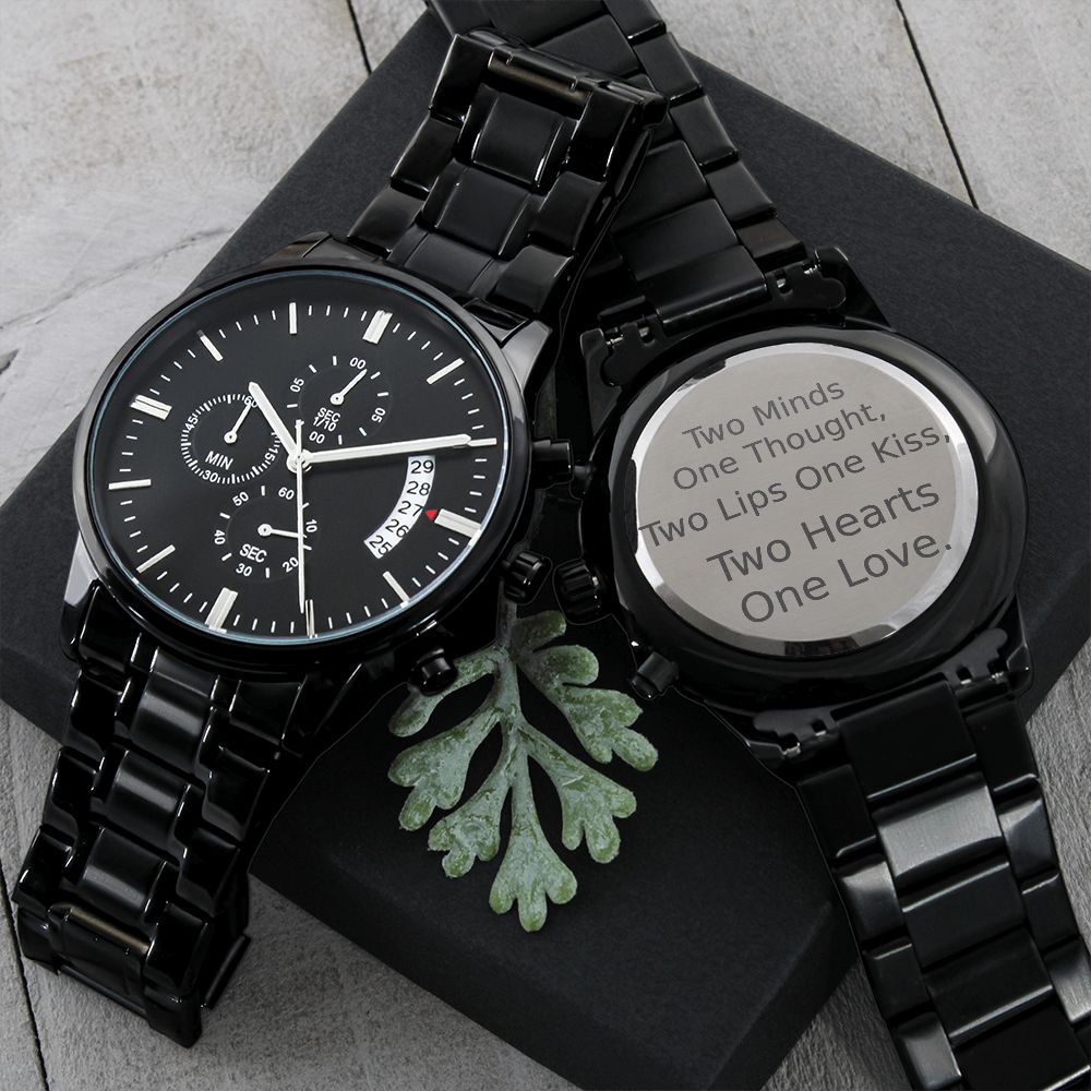 Personalized Boyfriend Chronograph Watch Gift - Two hearts one love - #e187