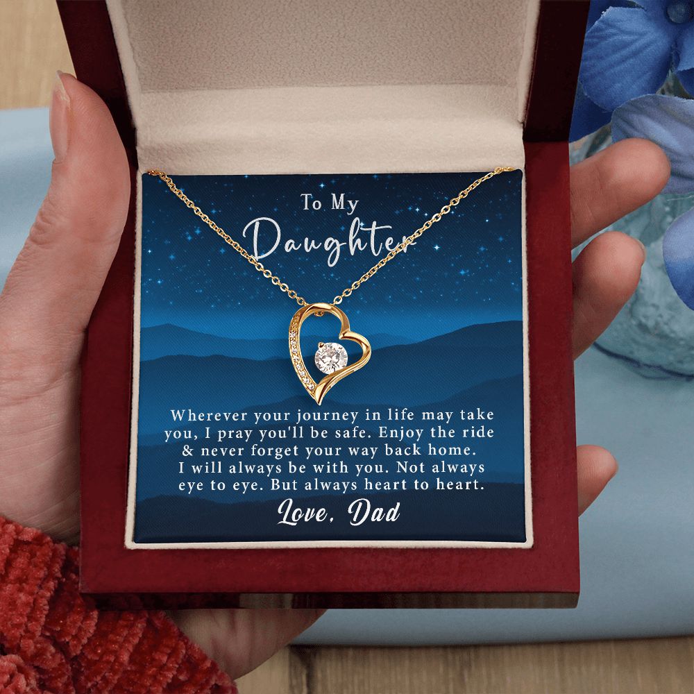 To My Daughter Forever Love Necklace Gift From Dad - Always heart to heart #e220