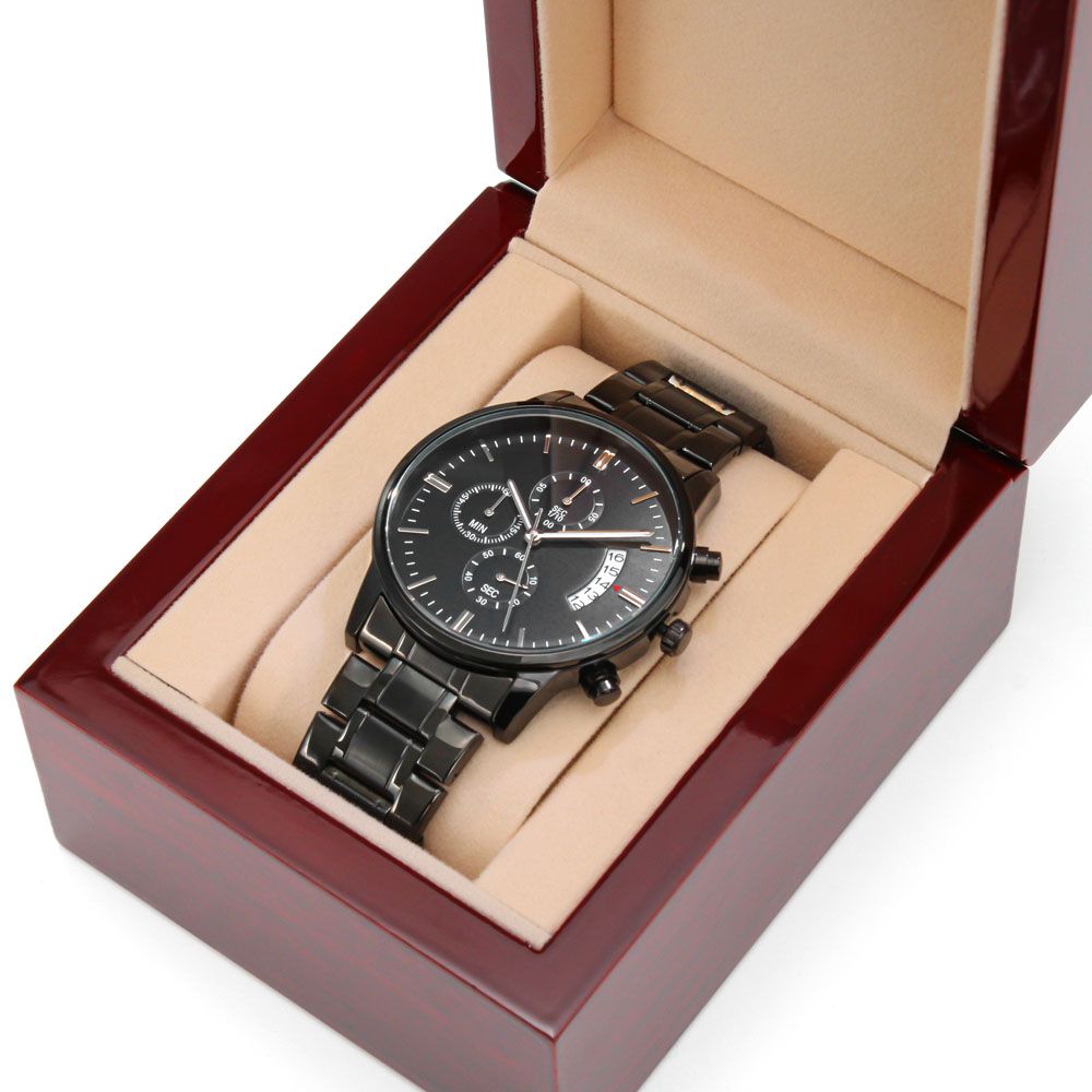 Personalized Boyfriend Chronograph Watch Gift - Two hearts one love - #e187