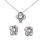 Love Knot Earrings & Necklace Set - 14K White Gold Gift For Her #e76