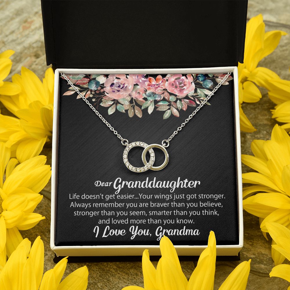 To My Granddaughter Necklace Gift - Your wings just got stronger - Perfect Pair #e105