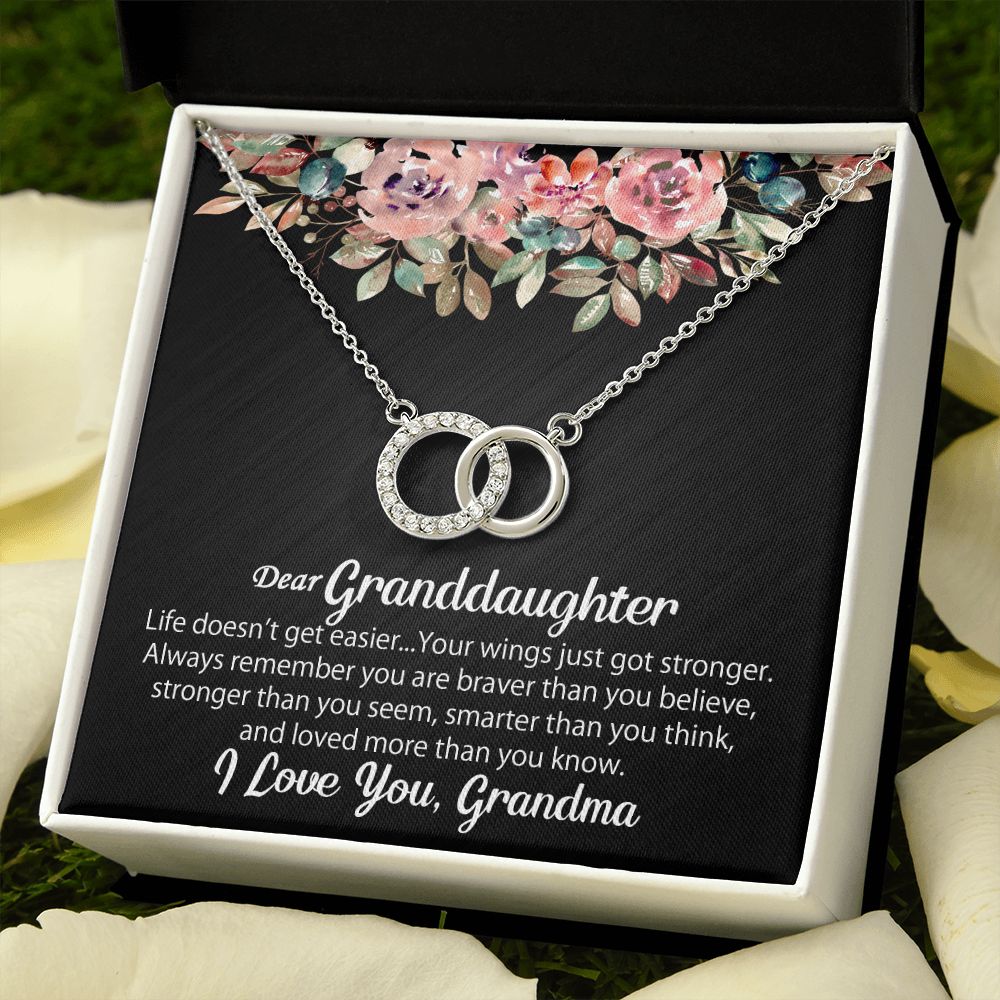 To My Granddaughter Necklace Gift - Your wings just got stronger - Perfect Pair #e105