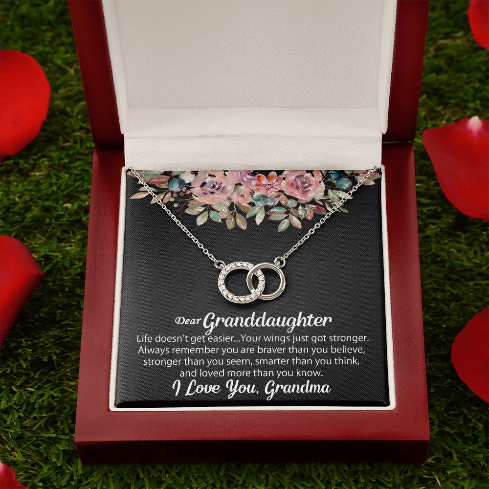 To My Granddaughter Necklace Gift - Your wings just got stronger - Perfect Pair #e105