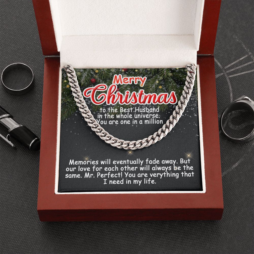 Personalized To My Husband Cuban Link Chain 5mm Necklace - Merry Christmas #e191