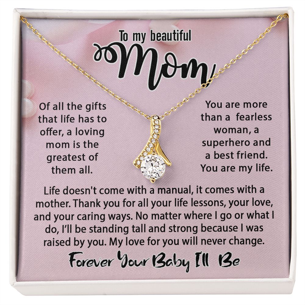 To My Mom Necklace, Mom Birthday Gift From Daughter & Son, Mothers Day Ideas Love Quote Message Card Alluring Beauty Pendant Jewelry For Mother #e234