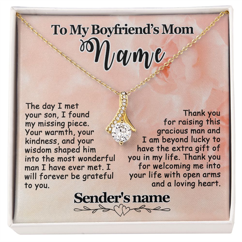 To My Boyfriend's Mom Necklace Personalized Gift, Mother's Day Birthday Christmas Ideas, Custom Pink - Alluring #e278