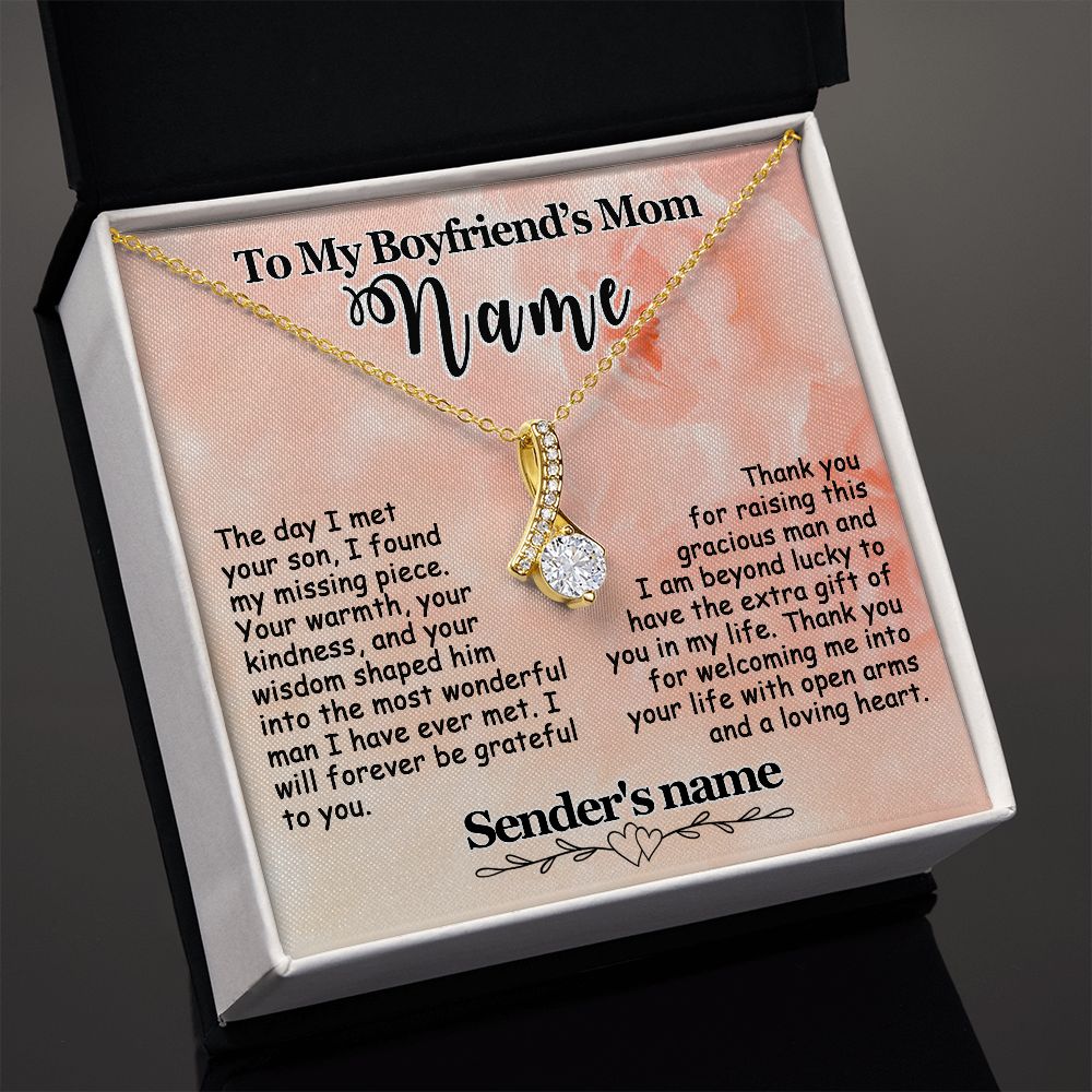 To My Boyfriend's Mom Necklace Personalized Gift, Mother's Day Birthday Christmas Ideas, Custom Pink - Alluring #e278