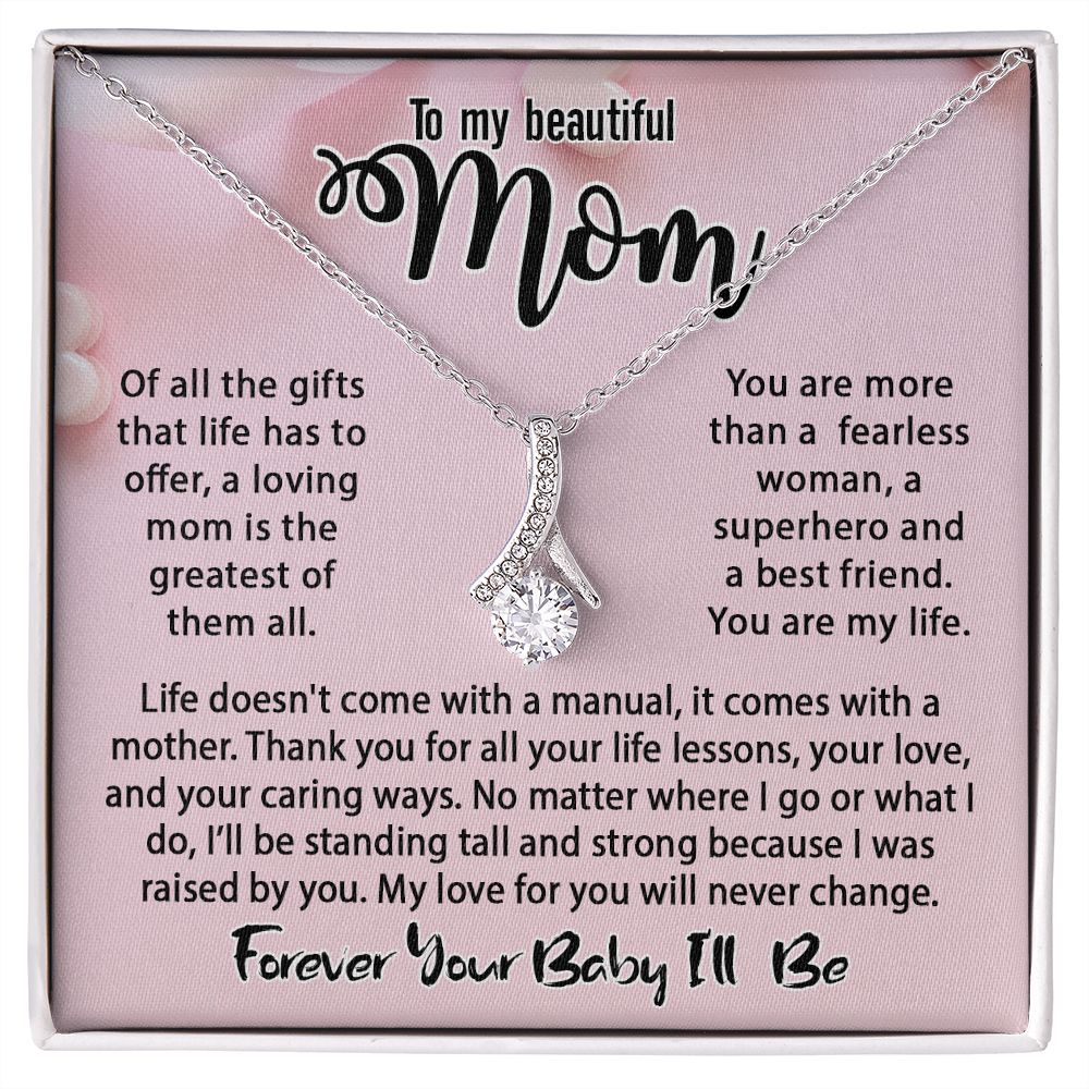 To My Mom Necklace, Mom Birthday Gift From Daughter & Son, Mothers Day Ideas Love Quote Message Card Alluring Beauty Pendant Jewelry For Mother #e234