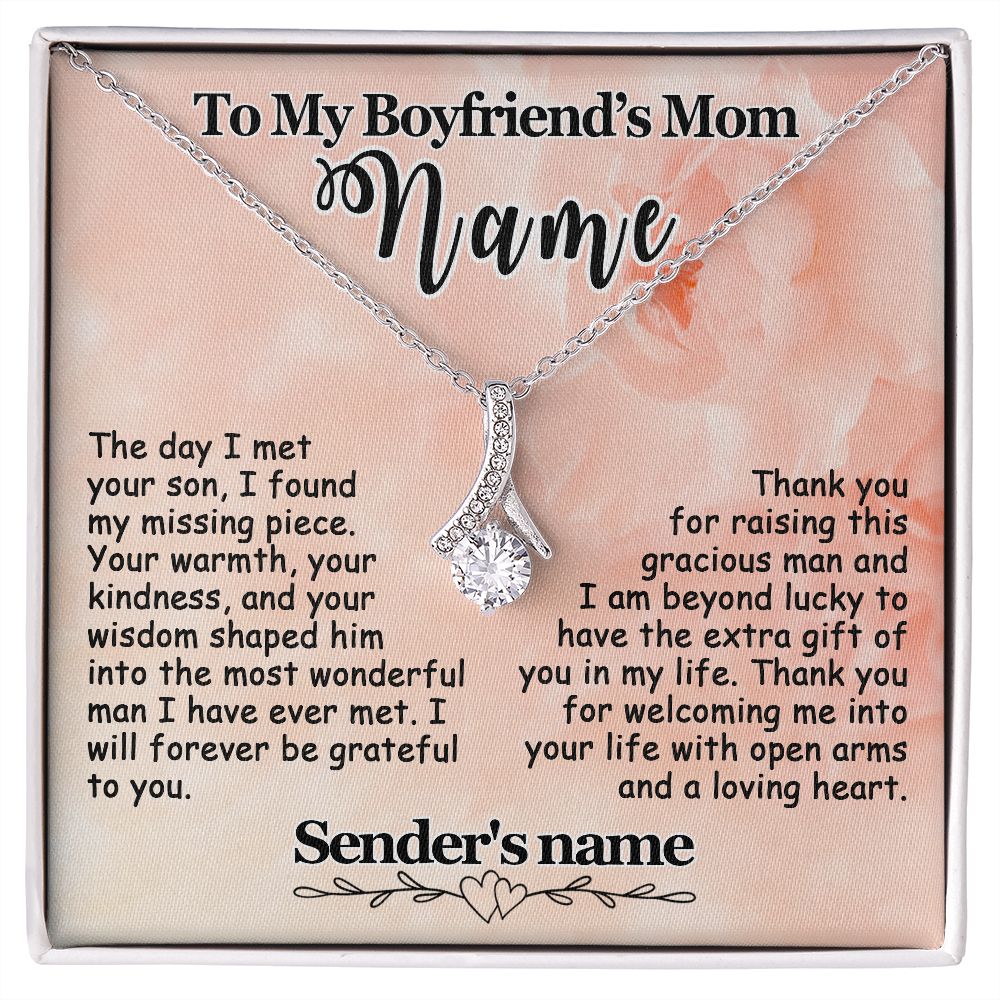 To My Boyfriend's Mom Necklace Personalized Gift, Mother's Day Birthday Christmas Ideas, Custom Pink - Alluring #e278