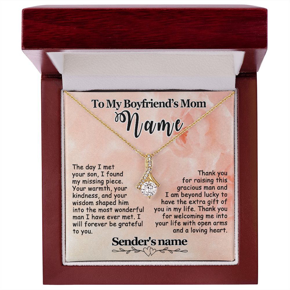 To My Boyfriend's Mom Necklace Personalized Gift, Mother's Day Birthday Christmas Ideas, Custom Pink - Alluring #e278