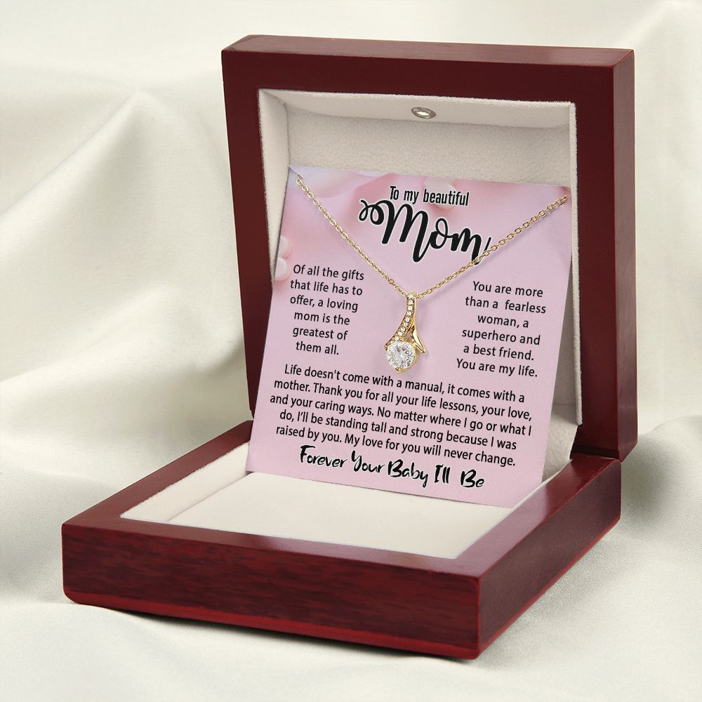 To My Mom Necklace, Mom Birthday Gift From Daughter & Son, Mothers Day Ideas Love Quote Message Card Alluring Beauty Pendant Jewelry For Mother #e234