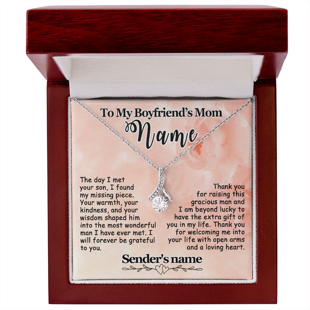 To My Boyfriend's Mom Necklace Personalized Gift, Mother's Day Birthday Christmas Ideas, Custom Pink - Alluring #e278