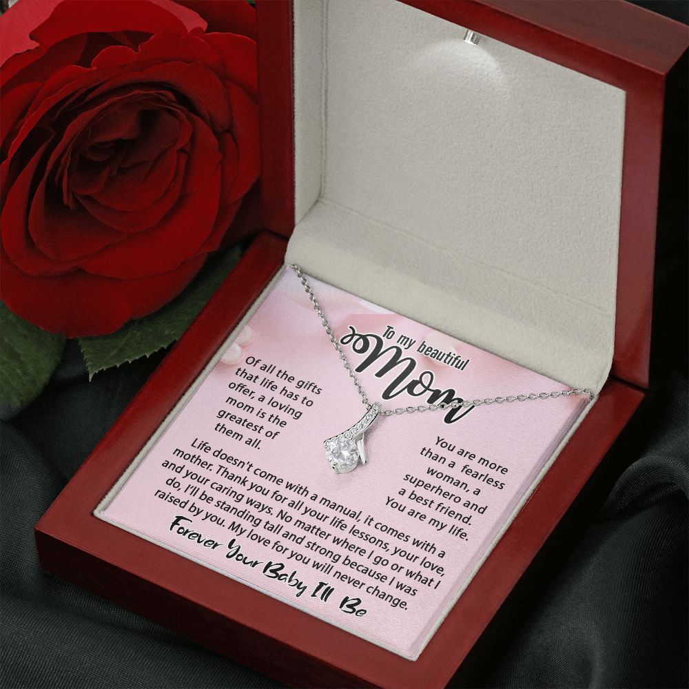 To My Mom Necklace, Mom Birthday Gift From Daughter & Son, Mothers Day Ideas Love Quote Message Card Alluring Beauty Pendant Jewelry For Mother #e234