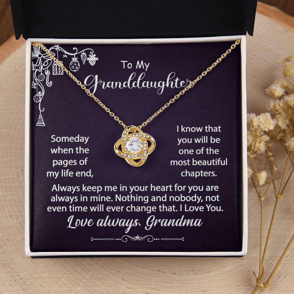 To My Granddaughter Necklace Gift - Always keep me in your heart - Love Knot #e159