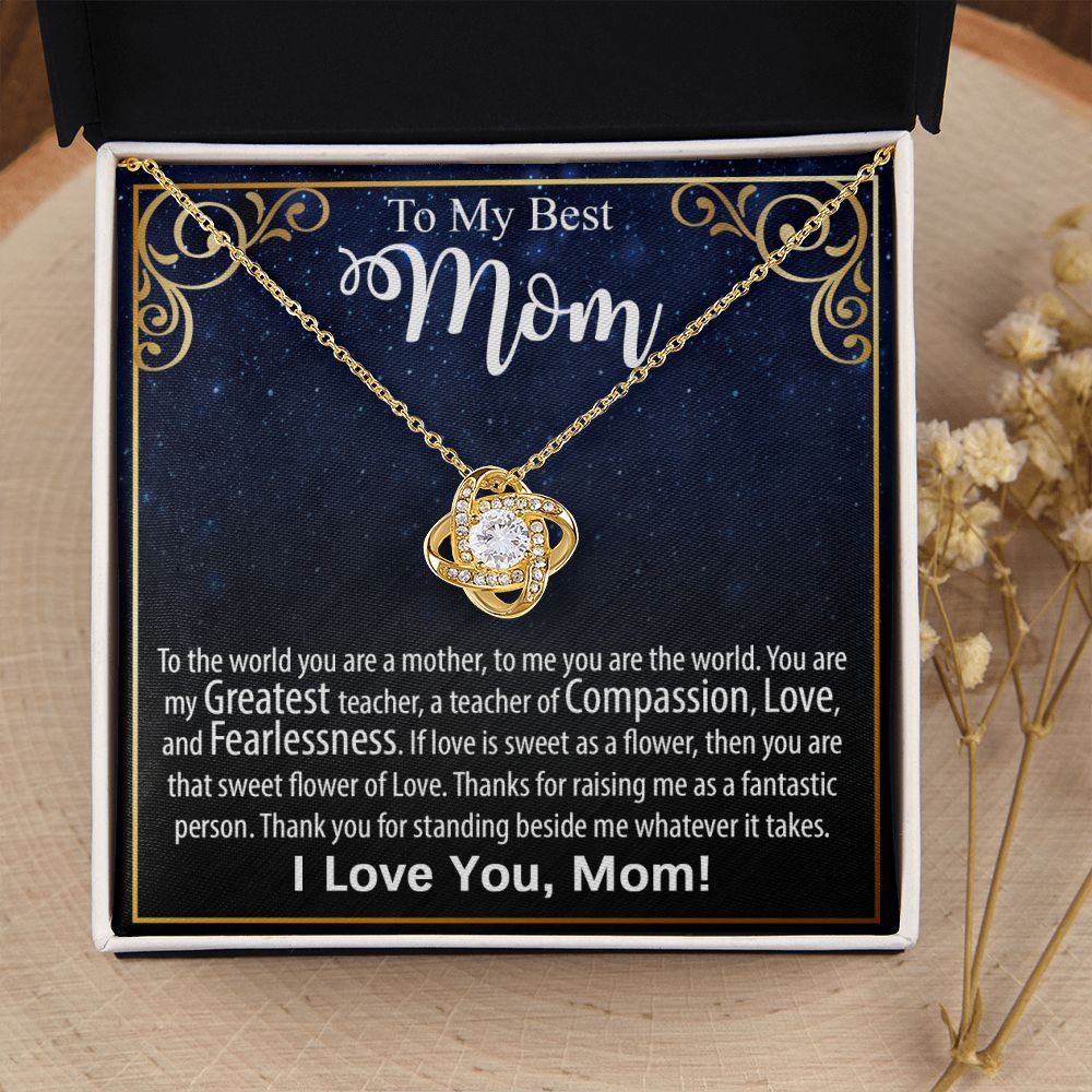 Necklace For Mom: To My Mom Presents, Mother’s Day Birthday Gift Ideas From Daughter & Son, Message Card Love Knot Pendant Jewelry #e239