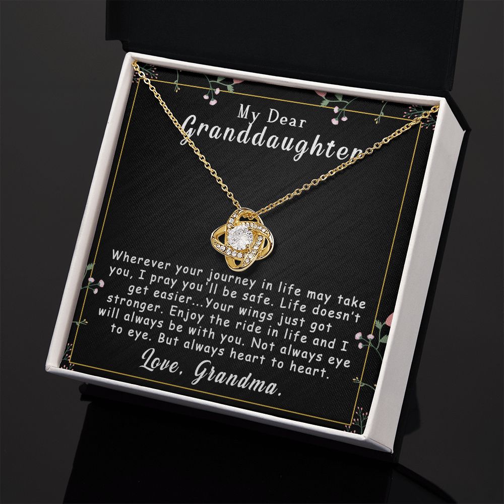 To My Granddaughter Necklace Gift - Always heart to heart - Love Knot #e163