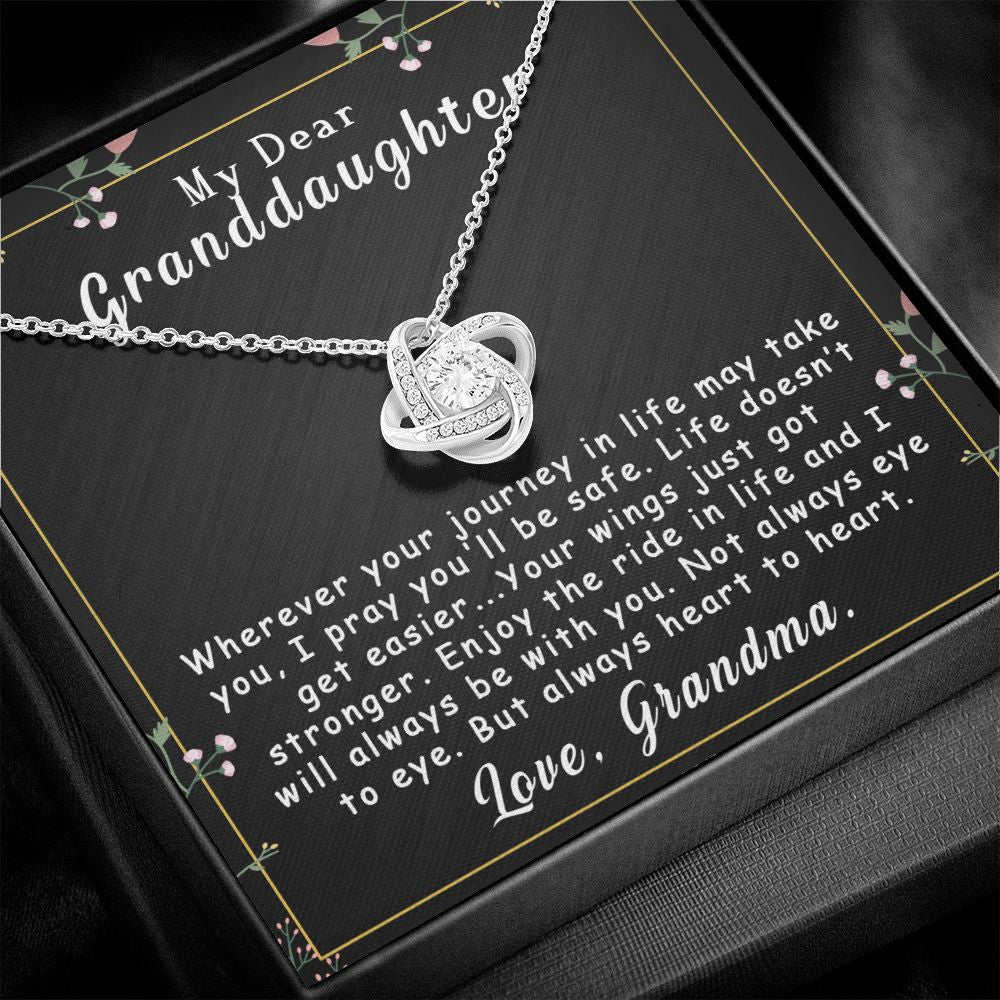 To My Granddaughter Necklace Gift - Always heart to heart - Love Knot #e163