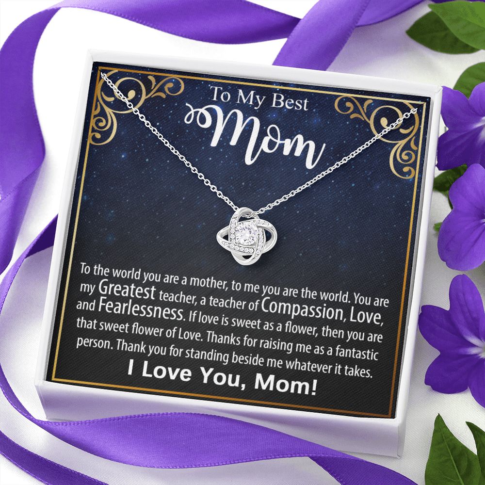Necklace For Mom: To My Mom Presents, Mother’s Day Birthday Gift Ideas From Daughter & Son, Message Card Love Knot Pendant Jewelry #e239