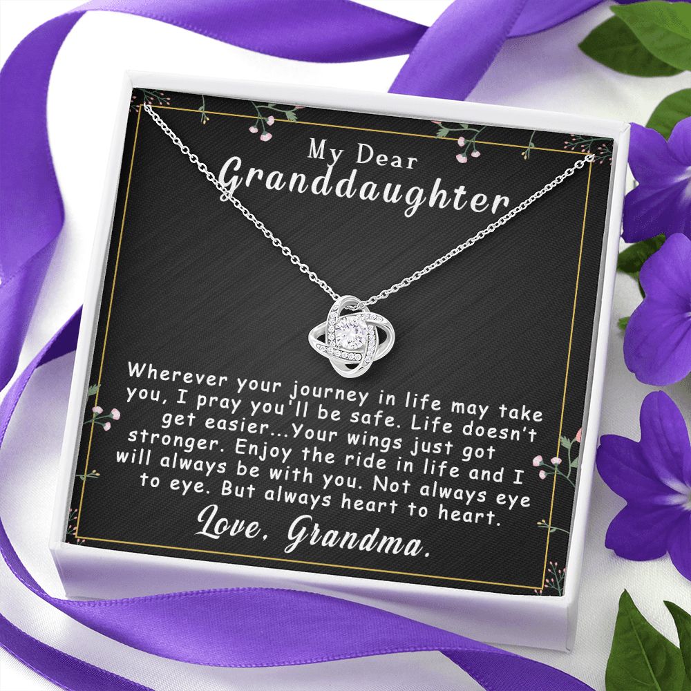 To My Granddaughter Necklace Gift - Always heart to heart - Love Knot #e163