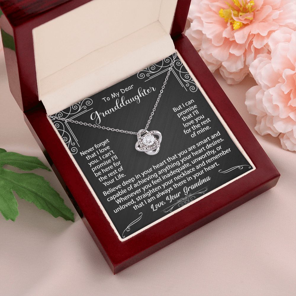 To My Granddaughter Necklace Gift - Believe deep in your heart - Love Knot #e72b