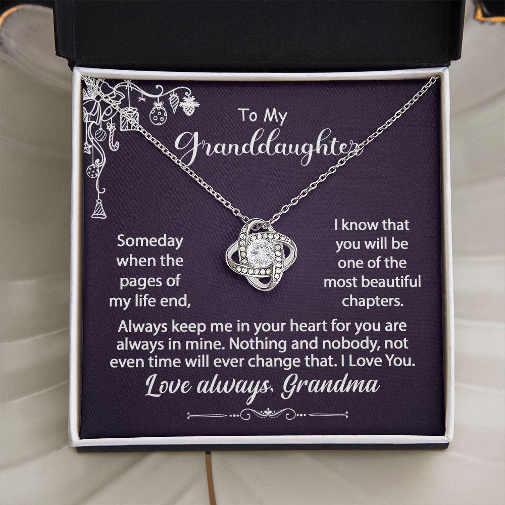 To My Granddaughter Necklace Gift - Always keep me in your heart - Love Knot #e159