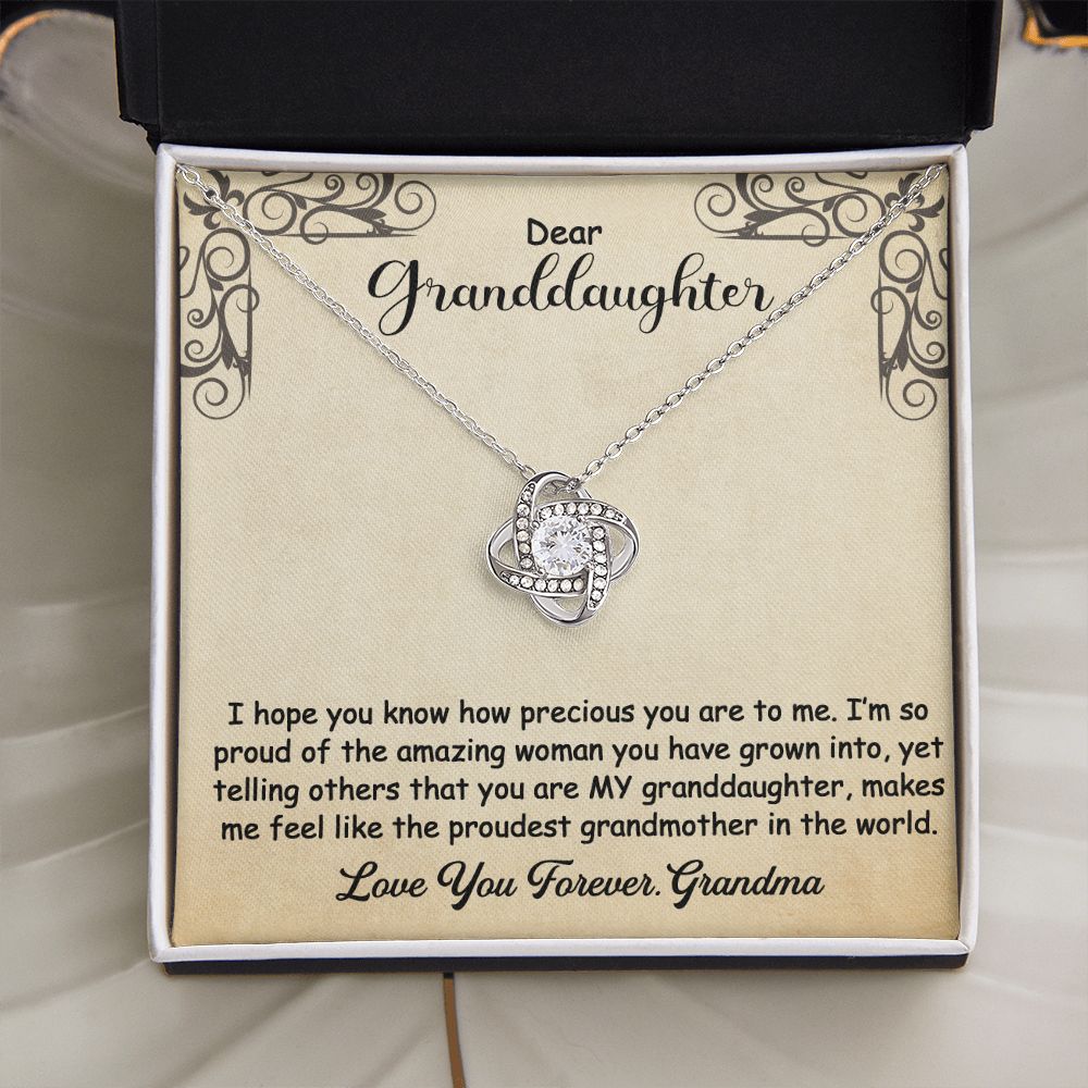 To My Granddaughter Necklace Gift - I hope you know - Love Knot #e160