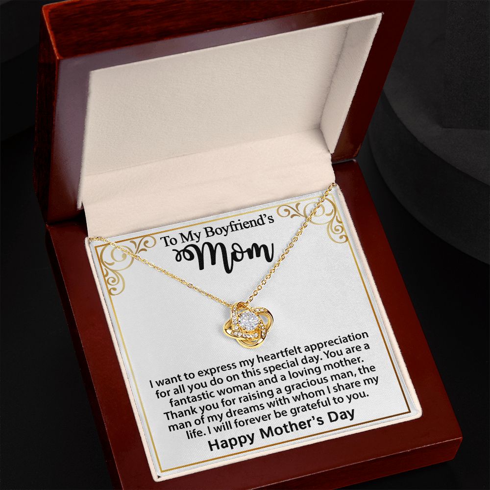 Gifts for Boyfriend's Mom: Gift For Boyfriend's Mom - To My Boyfriend's Mom Necklace, Mother's Day Birthday Xmas Ideas, Love Knot Jewelry Message Card For BF's Mother. Matched with a thoughtful message card. 