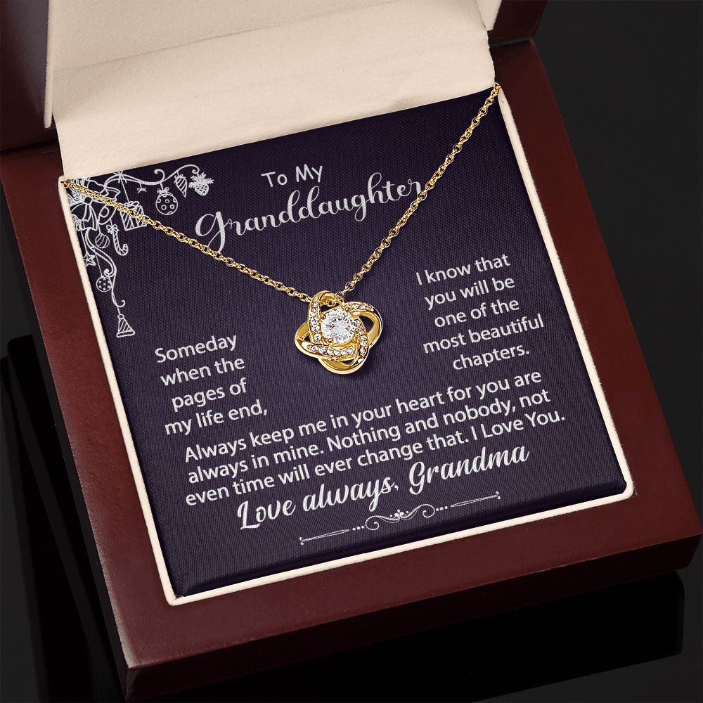 To My Granddaughter Necklace Gift - Always keep me in your heart - Love Knot #e159